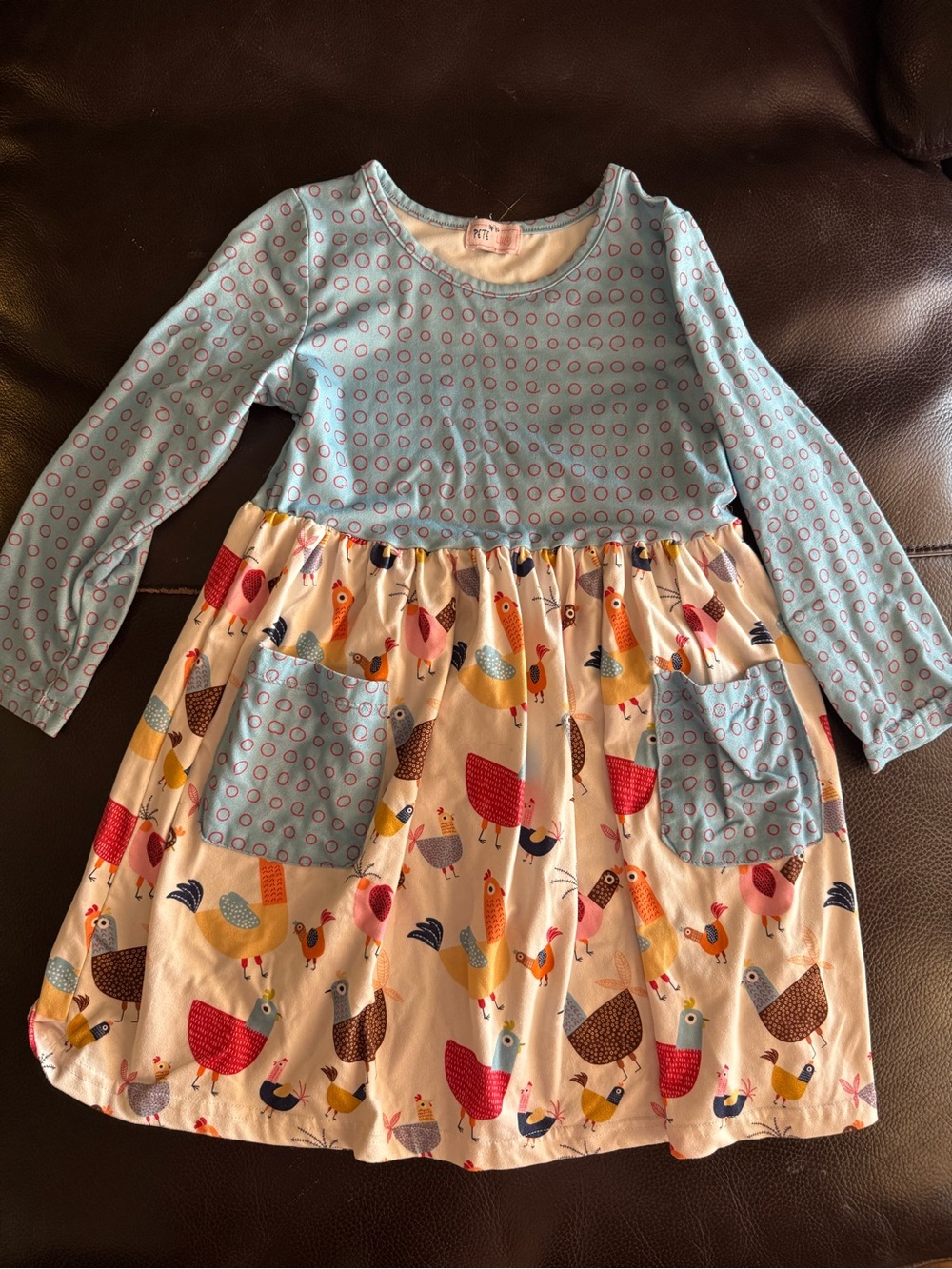 Pete & Lucy girls 6x adorable 2 pattern chicken dress